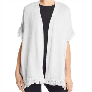 Aqua Fringe Open Front Cardigan Gray Sz M